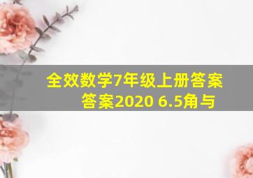 全效数学7年级上册答案答案2020 6.5角与